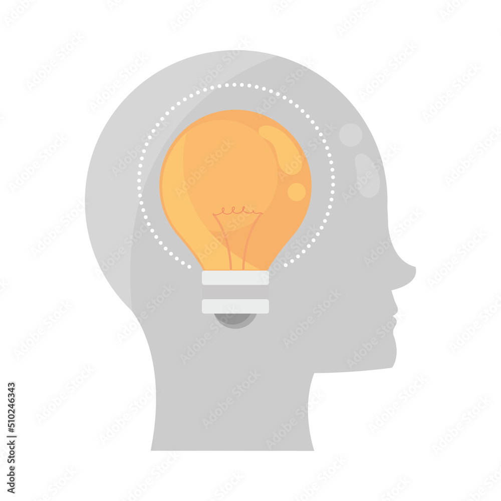think head with bulb think head with bulb