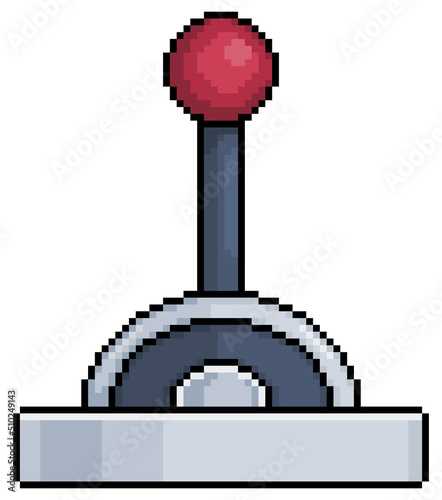 Pixel art metallic lever. industrial mechanism lever vector icon for 8bit game on white background
