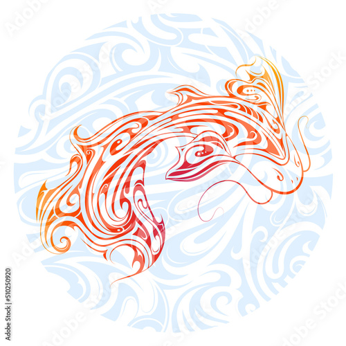 Decorative drawing with koi fish