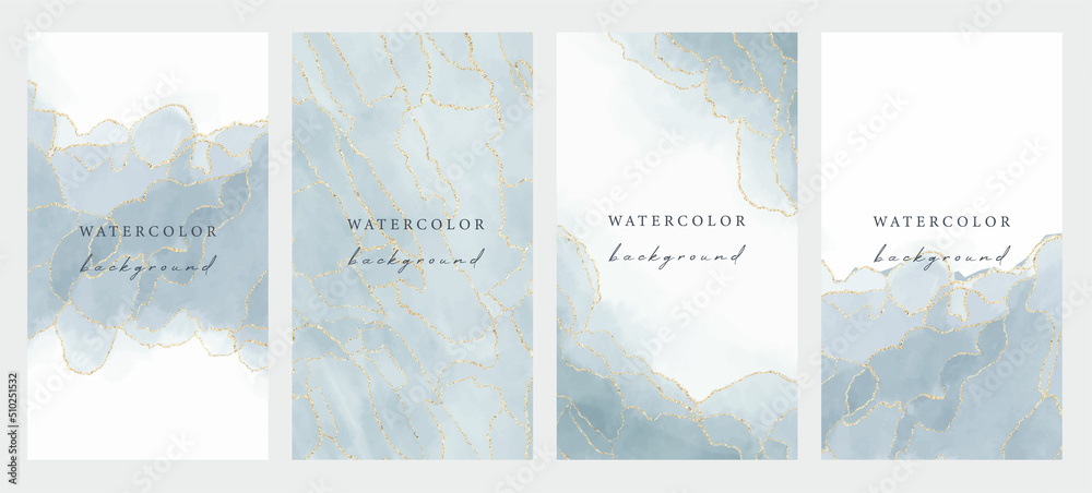 Set of vector universal backgrounds with watercolor effect copy space for text. Design for social media, story, card, invitation, feed post.