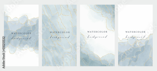 Set of vector universal backgrounds with watercolor effect copy space for text. Design for social media, story, card, invitation, feed post.