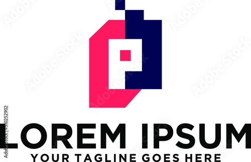 Initial Letter P byte logo