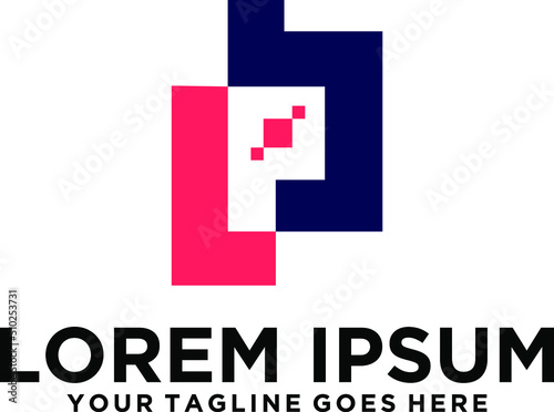 Letter P & B byte logo