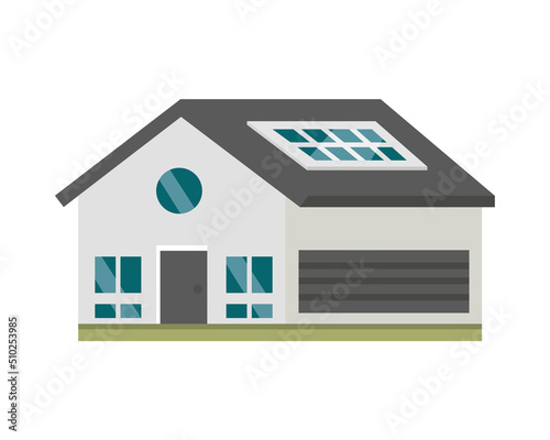 house with solar panel in roof