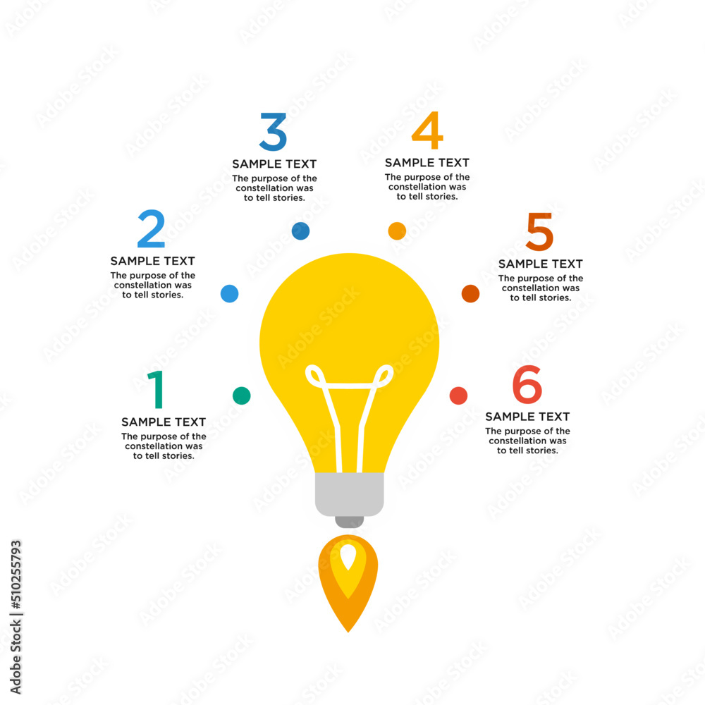 flat bulb light infographic vector template design flat bulb light infographic vector template design