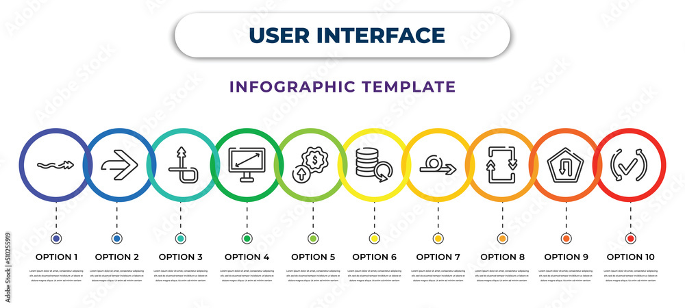 user interface infographic design template with undulating arrow ...