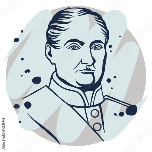 War of 1812. Vector portrait of the commander and statesman who laid the foundations of the modern French state - Napoleon I Bonaparte. A hand-drawn sketch on June 10, 2022 in Tula.