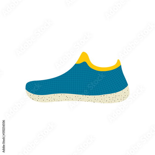 Sneaker with speckled sole isolated. Sports footwear. Shoes for fitness and daily activity. Flat object vector illustration