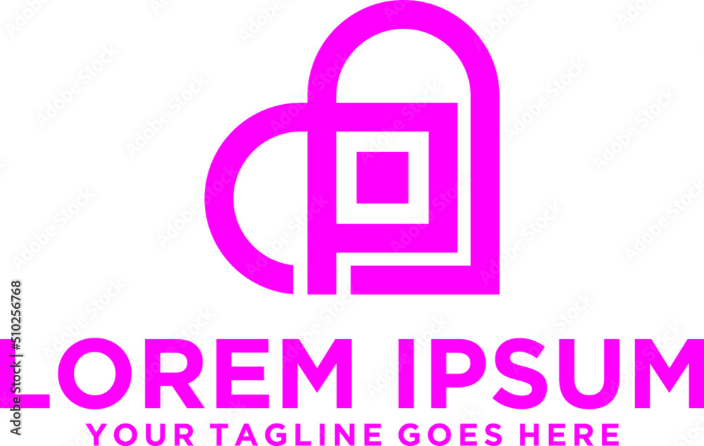 love icon with letter P logo love icon with letter P logo