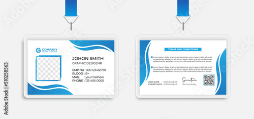 Modern Identity Employee Abstract professional, corporate office Id card design, Simple and Clean ID Card Design Template