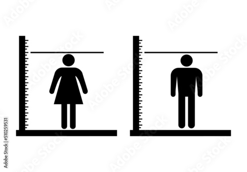 Man and woman height measurements icon. Vector illustration