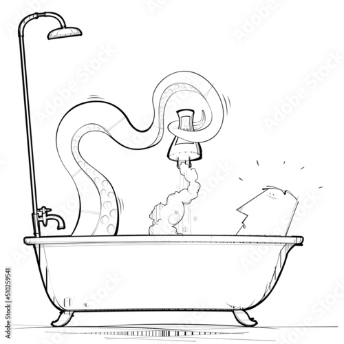 Giant Tentacle surprises man in bath tub