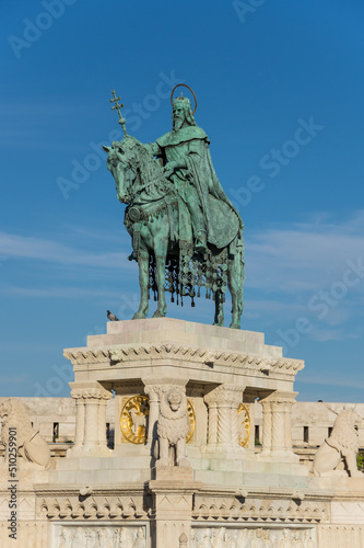 Statue of Saint Stephen I in Front of Fisherman's Bastion, Budapest photo