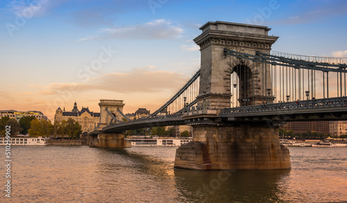 Chain bridge on Danube river in Budapest