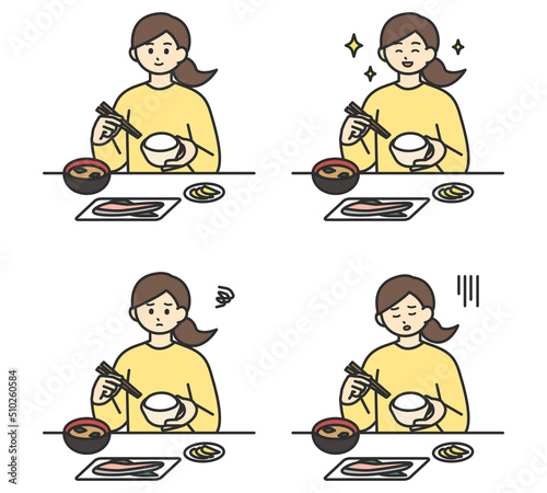 食事をする女性のイラスト素材