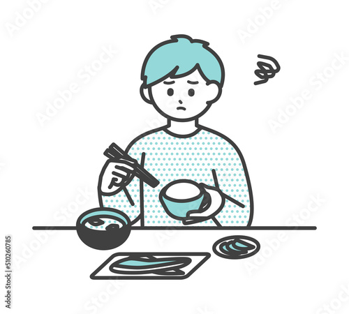 食事をする男の子のイラスト素材