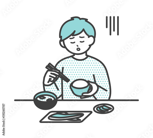 食事をする男の子のイラスト素材