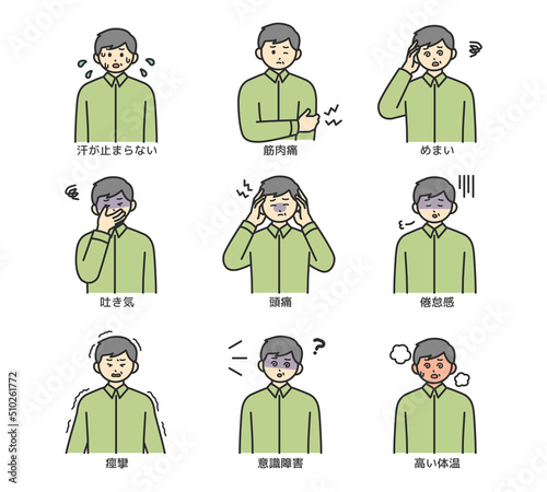 熱中症の症状のイラスト素材