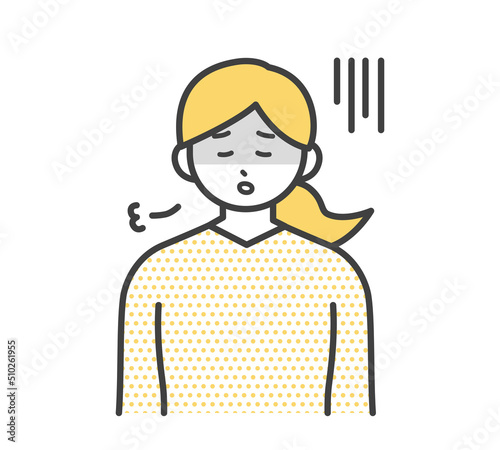 倦怠感がある女性のイラスト素材