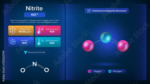 Nitrite Properties and Chemical Compound Structure -  Vector Design