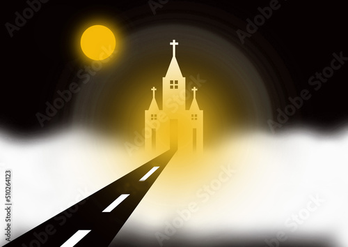 The Path to the Church on the Full Moon