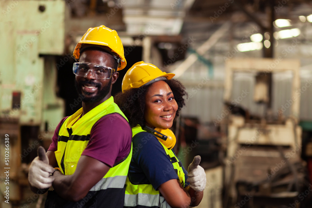 close up, african american engineer in the industrial plant Teamwork concept, success, happiness at work close up, african american engineer in the industrial plant Teamwork concept, success, happiness at work