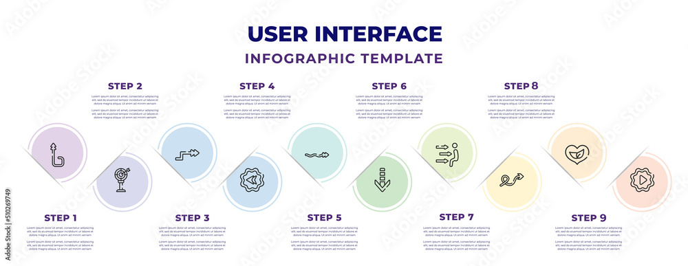 user interface infographic design template with swirly arrow, archery ...