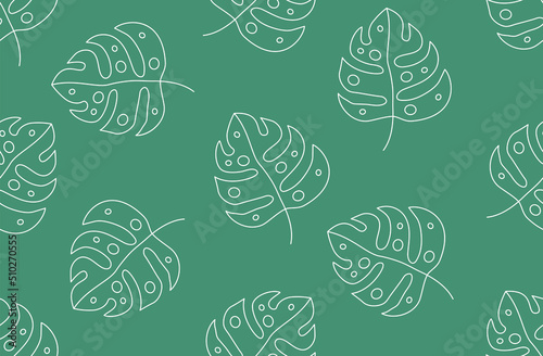 Seamless tropical pattern with monstera leaves vector background. Perfect for wallpapers, pattern fills, web page backgrounds, surface textures, textile
