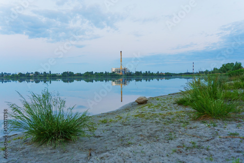 Scenic view of a city waste incineration plant photo