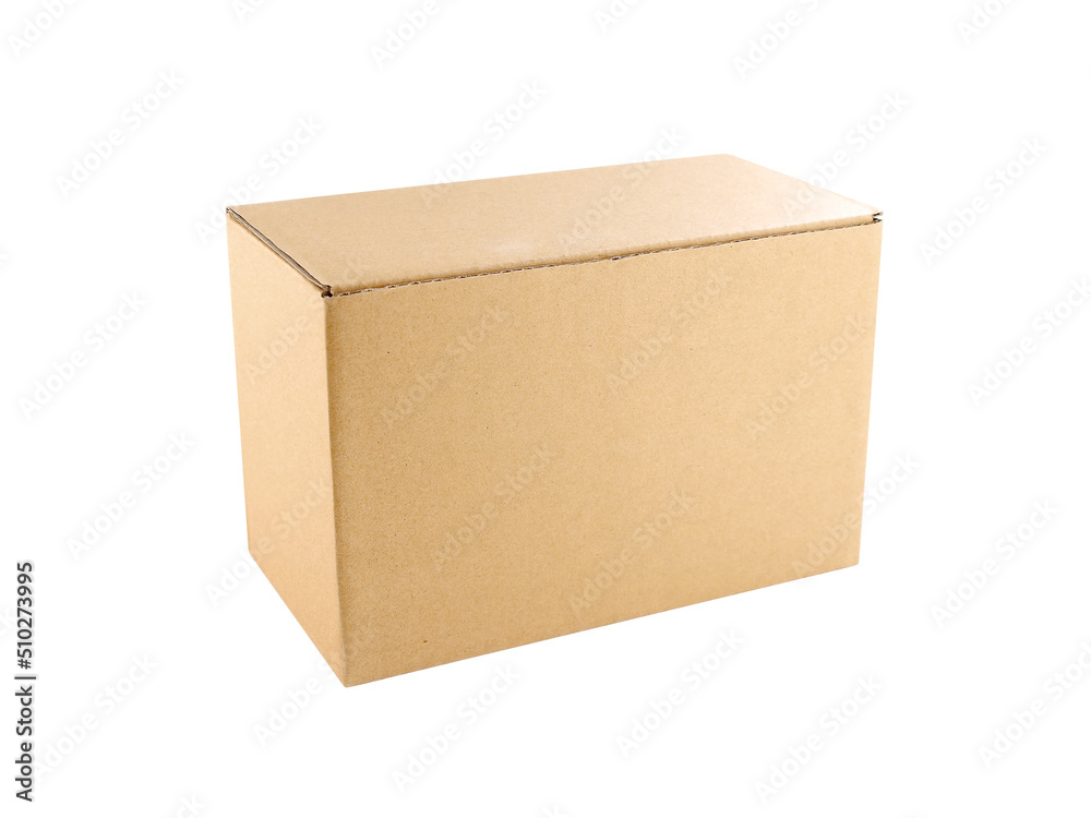 closed rectangle beige parcel recycle cardboard box isolated on white closed rectangle beige parcel recycle cardboard box isolated on white