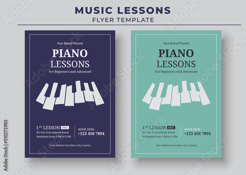 Music Lessons Flyer Template, Piano Lessons Poster, Music Class Poster, Guitar Lessons Poster