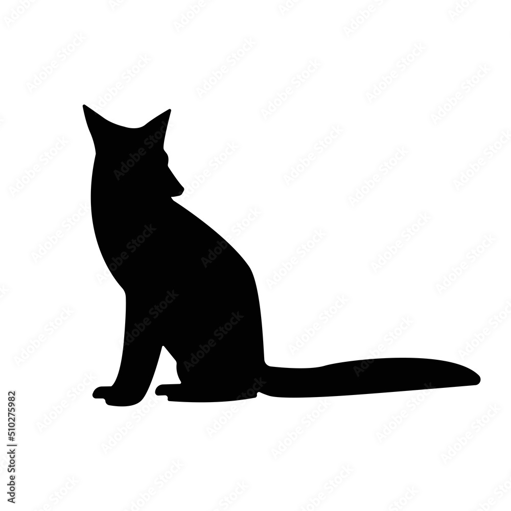 Obraz premium Vector black fox silhouette isolated on white 