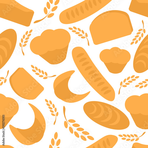 Simple Pattern, productos de harina, pan, cereales, trigo, fondo blanco, eps vector