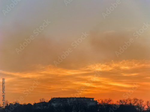 The Setting Sun and Clouds Formed a Dramatic Colorful Picture in The Sky. Can Be Used as Background in Design Projects
