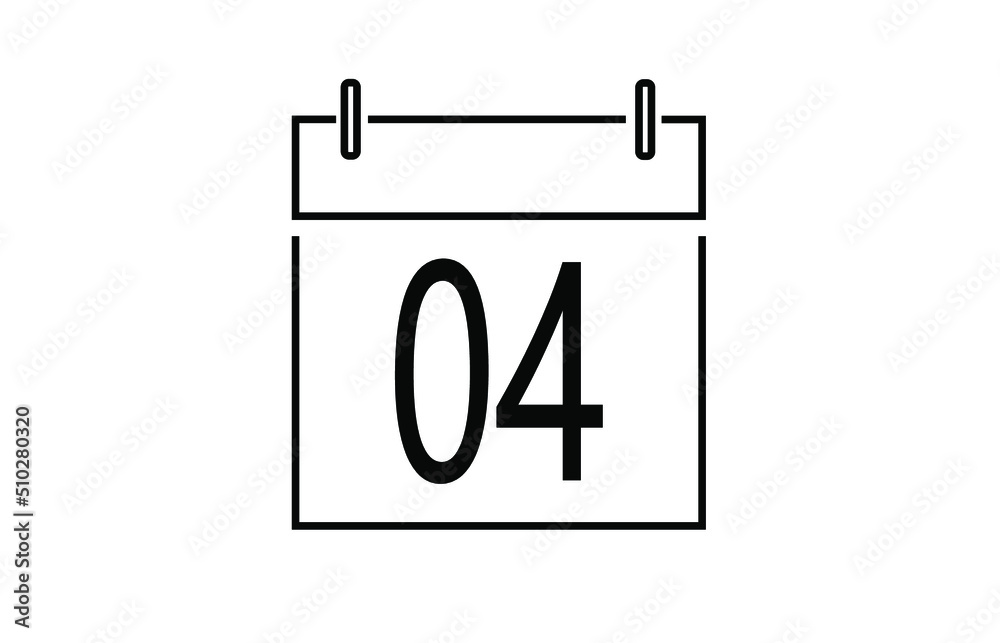 Calendar day 4 icon. Vector illustration. Calendar day 4 icon. Vector illustration.