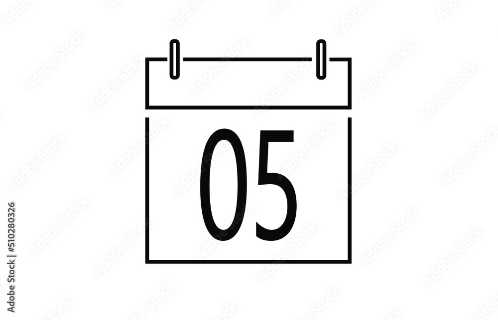 Calendar day 5 icon. Vector illustration. Calendar day 5 icon. Vector illustration.