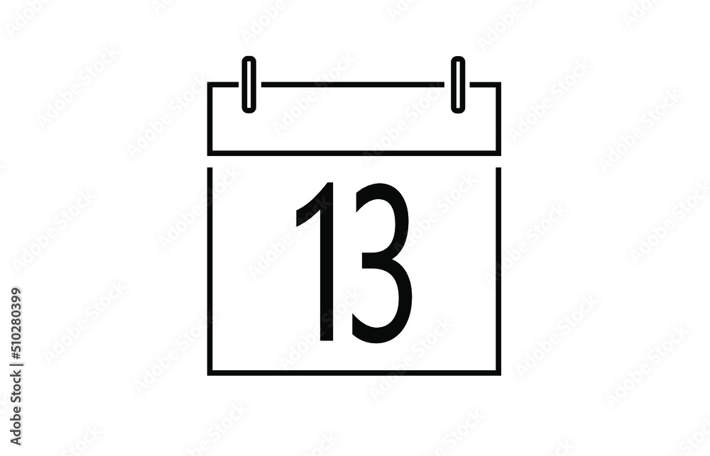 Calendar day 13 icon. Vector illustration. Calendar day 13 icon. Vector illustration.