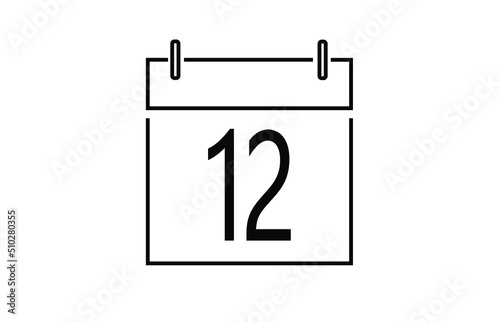 Calendar day 12 icon. Vector illustration.