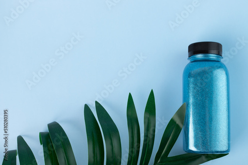 shimmering mineral bath salt, organic body cosmetics, sparkles in a bottle