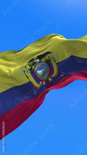 Ecuador flag - 3D realistic waving flag background photo