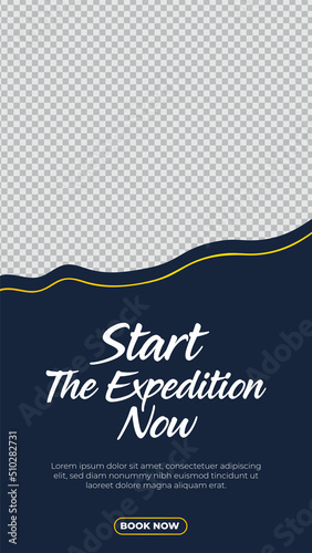 Start the expedition now travel agency social media post template design set of web banner poster