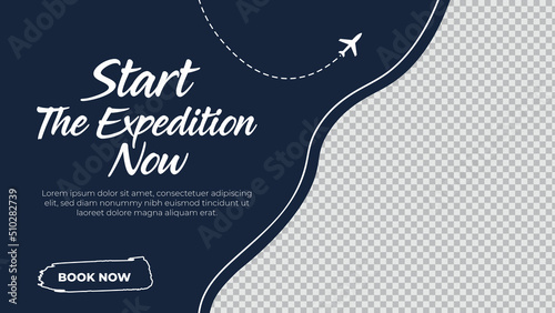 Start the expedition now travel agency social media post template design set of web banner poster