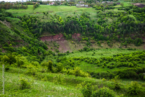 a forest on hills and ravine landscape, Ukraine