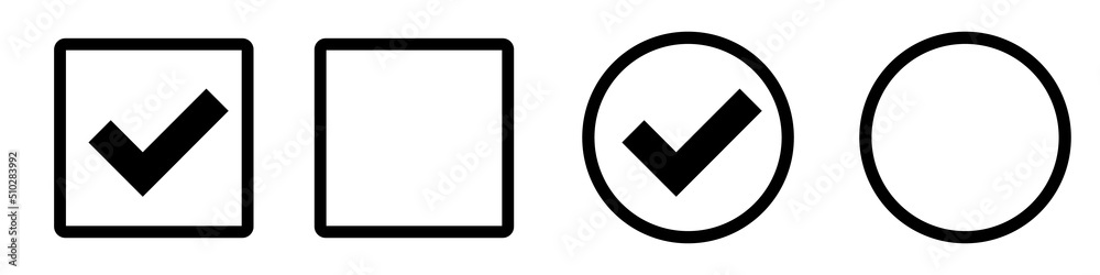Set of square and circle checkbox icons. Vector. Set of square and circle checkbox icons. Vector.