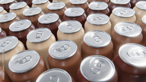 Realistic 3D illustration of the coffee drink cans rendered as background photo