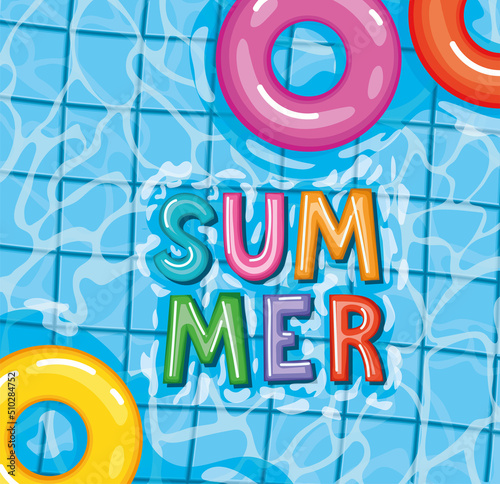 summer illustration on a pool
