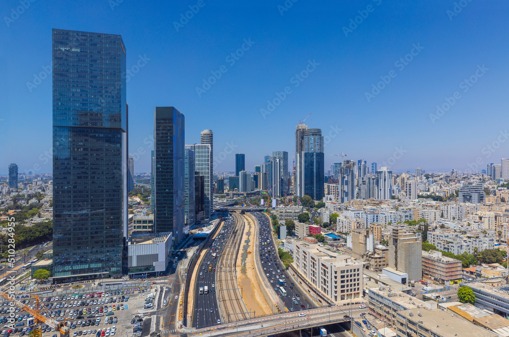 Tel Aviv And Ramat Gan Skyline,  Tel Aviv Cityscape At Day, Israel