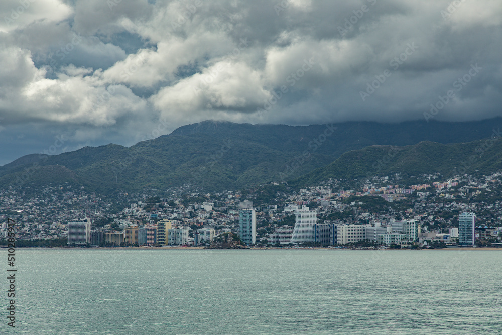 view of the city from the sea Acapulco mexico