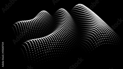 3d dynamic node of big data dots science. Wave infinity sinusoid line from particles. Swirl hill electric neon bulge topology. Vibrate waveform drum music background. Sea research science drip drop.