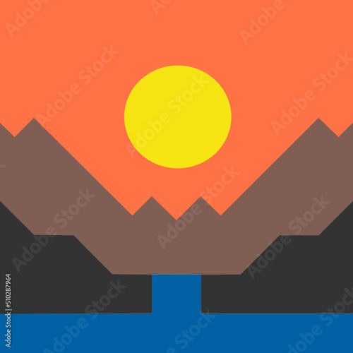 illustration of sun and the mountains